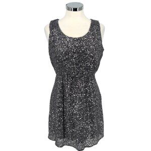 The Vintage Shop Cutout Silver Sequin Sleeveless Party Mini Dress Size Large